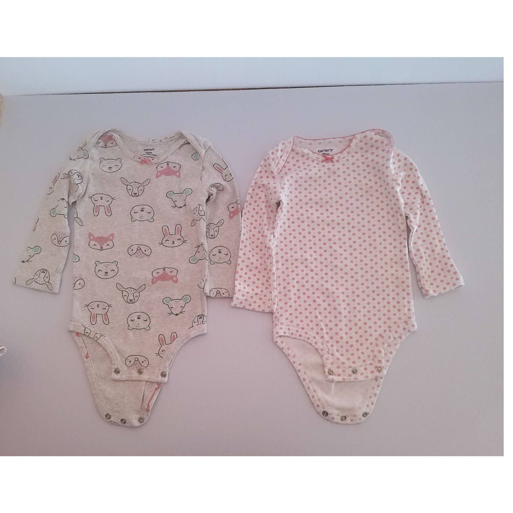 Carter's One Piece Long Sleeved Sleeper Rompers Tee x2 18 mo